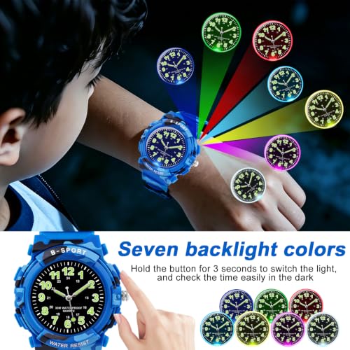 Image of CKV Kids Watch Analog Waterproof Time Teaching for Boys Girls | Acuurate Time Easy to Read with Soft TPU Band Thoughtful Present for Children age 5-15