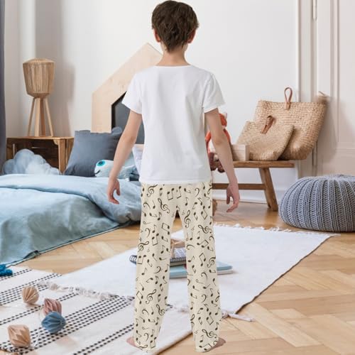 Boy's Pants Music Note Clefs Pattern Jogger Pants Elastic Waist Long Bottoms Trousers with Pockets 6-14 Years3