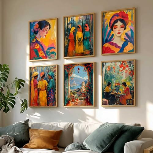 Image of kotart - Paintings Modern Art Framed Wall Painting for Living Room Bedroom - Wall Posters | Paintings with Frame - Painting for Living Room Bedroom Office Room Decor - Painting for Wall Decoration Set of 6 (19X25 INCH, D)