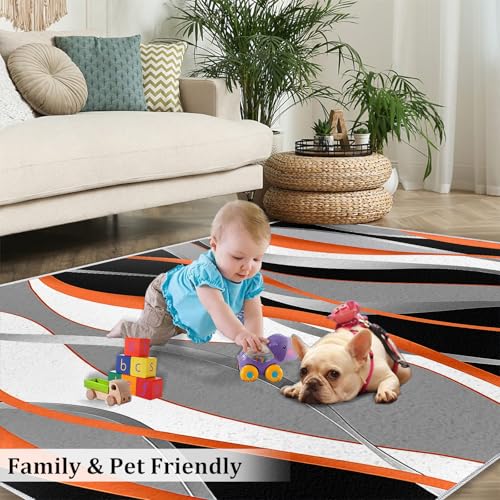 Tapete decorativo rectangular 2x3 ft naranja lavable miniatura 6
