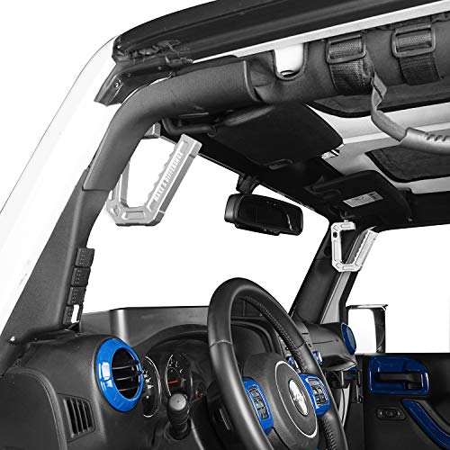 Hooke Road Wrangler Aluminum Front Grab Handles Grip Bar Compatible With Jeep Jk Wrangler 07-18 Sport Sahara Rubicon 2/4 Door (Pair) #TOP1