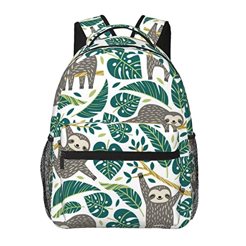 Sac à dos en toile imprimé paresseux noir pour ordinateur portable et voyage