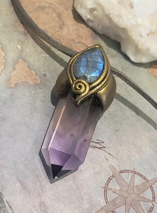 Miniatura 3 de Oneness. Ametrine Crystal Necklace Labradorite Pendant. Citrine and Amethyst Natural Gemstone. (Ametrine and Blue Labradorite) (Ametrine Labradorite)