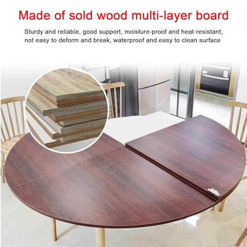 Table Ronde Pliable 130 cm en Bois Massif Extensible et Réglable