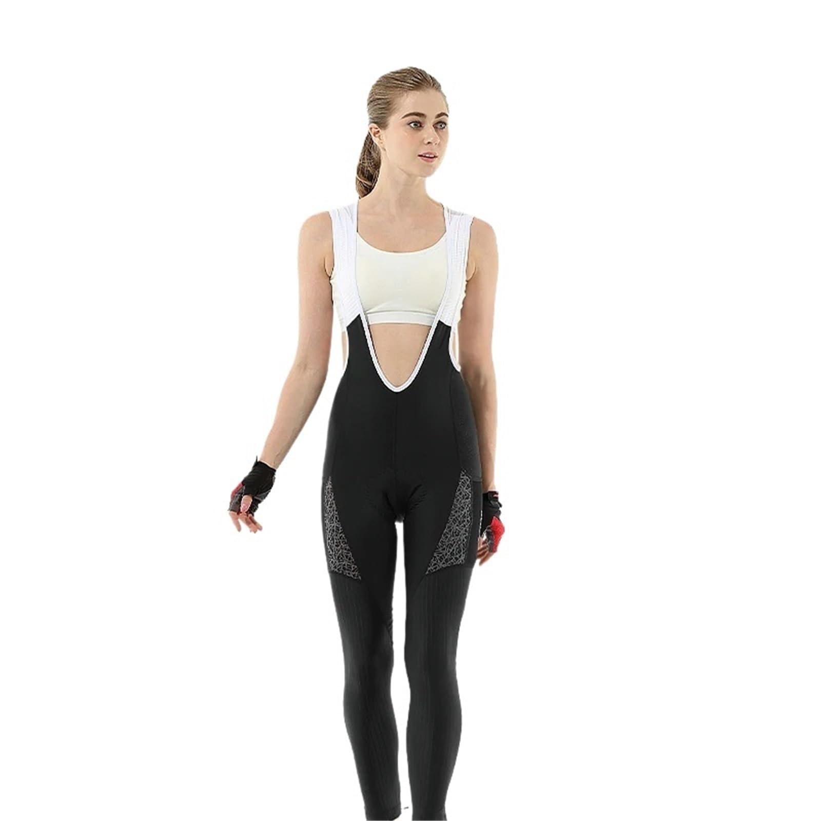 Cuissard à Bretelles De Cyclisme Pantalon à bretelles for femmes, collant de cyclisme, respirant, à séchage rapide, for Sport de plein air, réfléchissant, avec poches, automne Pour Le Cyclisme(Cycling
