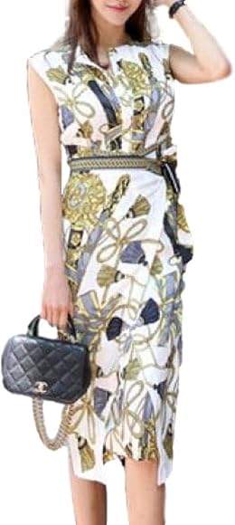 Amazon.co.jp: [ISLAYCAOLILA] スカーフ ワンピース ノースリーブ 巻き
