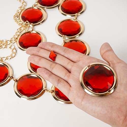 Red Gem Waist Belt - PUWUTO Anime Cosplay Stone Chain Western Belt, Adjustable Halloween Rhinestone Belt Costume for Women Halloween Cosplay Props Accessories3