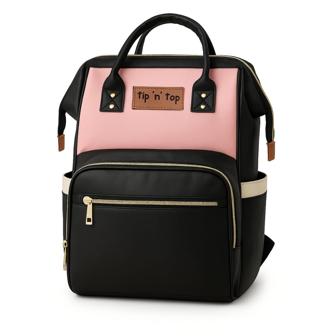 Tip 'n' Top Diaper Bag Backpack for Moms & Dads | Multi-Function Waterproof Baby Bag | Large Capacity with Insulated Pockets | Stylish Maternity Backpack for Travel & Daily Use (Pink & Black-image-26