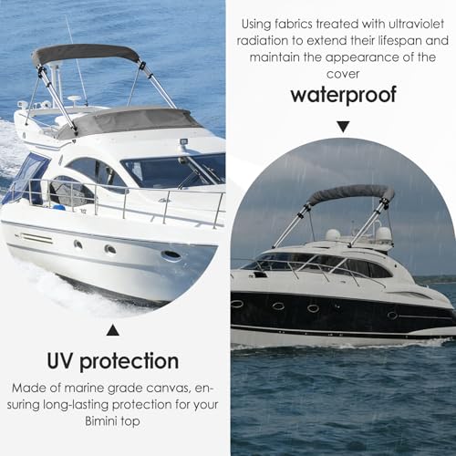 Bimini Top Storage Boot Cover, Bimini Top Boot Cover Replacement Canvas Waterproof and UV Protection, Fits Round Tube for Bimini Tops for Boats (97"-103" W, Light Grey) by BESTMAN MARINE - Used condition - Image 5