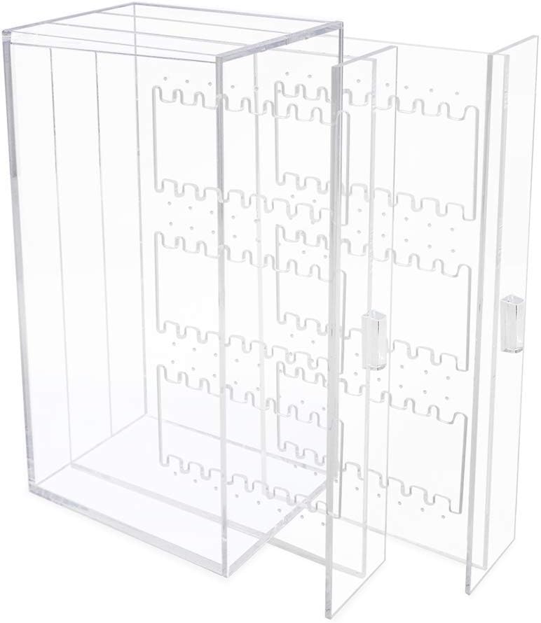 Isaac Jacobs 2 Drawer Acrylic Earring Holder, Jewelry Organizer Case (Holds up to 48 Pairs)