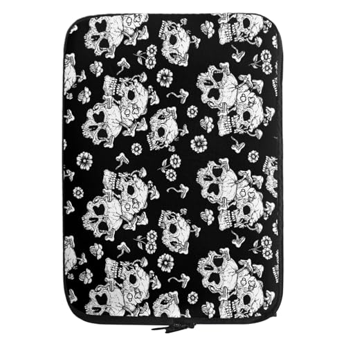 Funda para ordenador portátil, funda para ordenador portátil de 15 pulgadas, diseño de calavera, maletín impermeable para ordenador portátil, para hombre y mujer