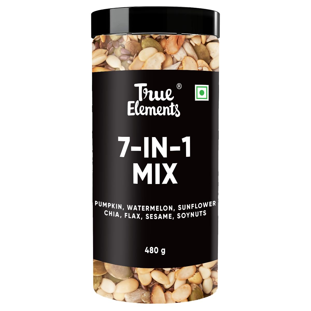 True Elements 7 in 1 Seeds Mix 480g - Mix Seeds for Eating | Roasted Pumpkin, Watermelon, Sunflower, Flax Seeds, Sesame, Chia and Soynuts | Diet Snacks (B0DB2DXXKD) Amazon Price History, Amazon Price Tracker