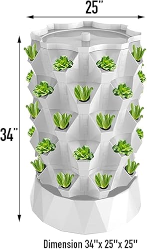 Miniatura 6 de ZXMT Kit de cultivo aeropónico de torre hidropónica de 40 macetas para interiores y exteriores, hierbas, frutas y verduras, bomba hidratante,