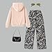 Vitalique Teen Girls Outfits Letter Print Long Sleeve Hooded Tops Sweatsuit Cargo Pants Fall Winter Girls Clothes (Camouflage Size 15-16)