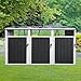 Yozma Metal Garbage Bin Shed – Outdoor Trash Can Storage for 3 Bins, Durable & Weather-Waste Enclosure, Yard Utility Shed for Hide Trash Cans (Dark-Grey, 87