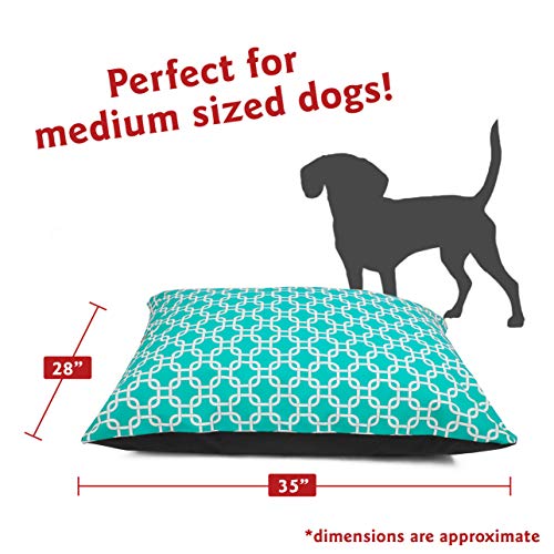 Image of Majestic Pet Rectangle Medium Non Slip Comfy Dog Bed - Super Value Pillow - Dog Crate Kennel Bed for Sleeping - Medium Breed 35 x 28 Inch - Links Teal