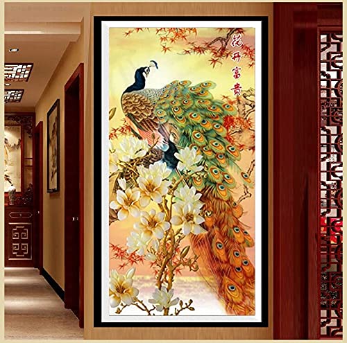 Art de cristal de diamant paon 80x220cm, decoration murale de prestige