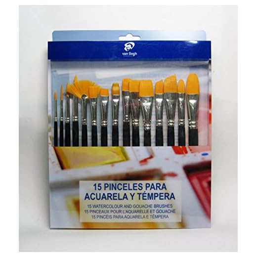 Van Gogh - Set 15 Pinceles Cortos para Acuarela Y Témpera De Bolsillo Van Gogh Azul