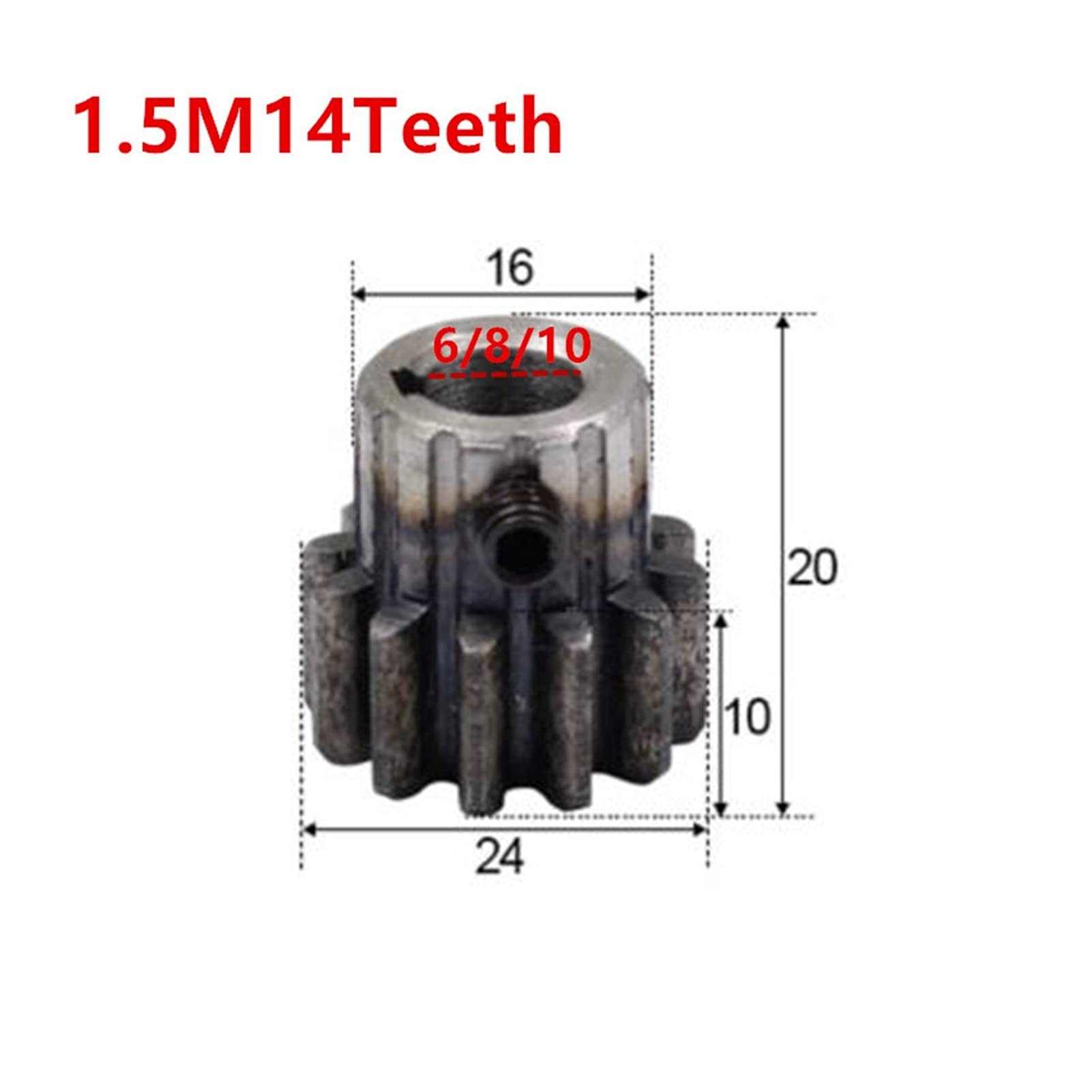 TMP1105 1.5M 14Teeth Spur Gear with Stage Metal Motor Boss/Convex Gear Inner Hole 10mm Gear Rack Transmission (Hole Diameter : 8mm)