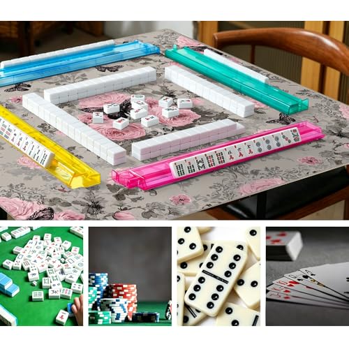 33"x33" Tapete de Mahjong Floral Rosa/Gris miniatura 3