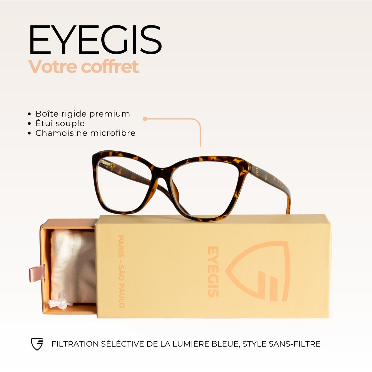 Louvre – Lunette Anti Lumiere Bleue Femme | Lunettes Œil de Chat Rétro pour Ecran Ordinateur Femme | Ecaille - Verres Clarity