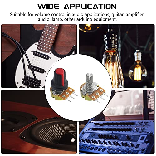 Wmycongcong 20 Pcs B10K 10K Ohm Knurled Shaft Linear Rotary Taper Potentiometer With Knob (B10K) #TOP3