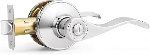 Miniatura 9 de Probrico - Paquete de 10 manillas de privacidad para puerta de dormitorio y baño, estilo ondulado, con palancas de níquel satinado.