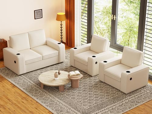 Furnimart 4-Seater Sectional Sofa and Couch Set Corduroy, Loveseat &