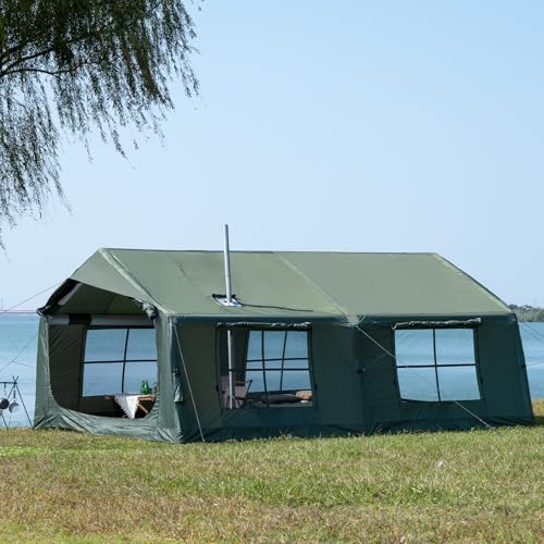 Inflatable Family Camping Tent with Hand Pump - Accommodates 8-12 People, Waterproof 4 Season Tent with Stove Jack, Easy Setup for Outdoor Adventures - Image 8