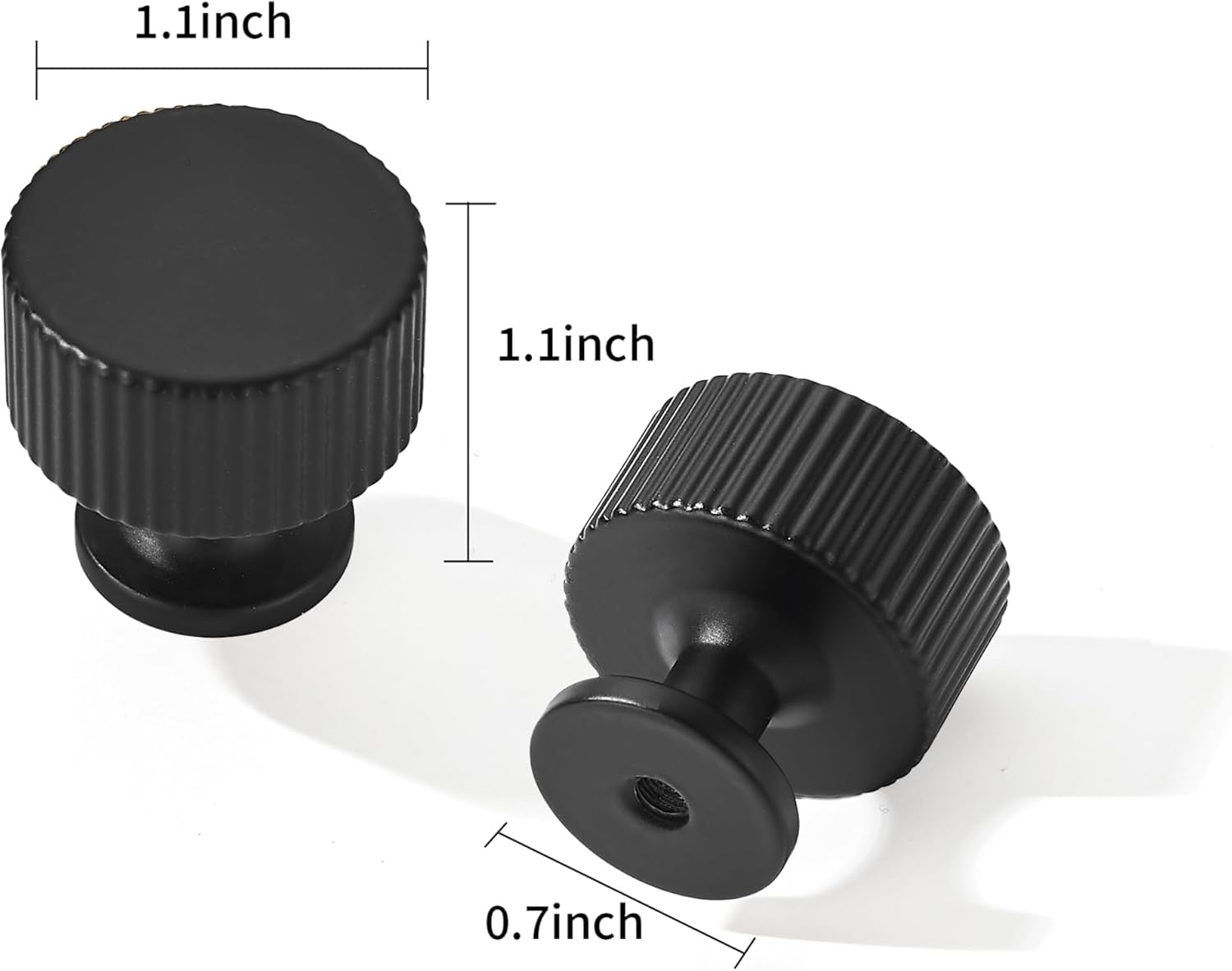 Round Matte Black Cabinet Knob - 303AL, 1-1/10 in (28 mm) — KHTUMEWARE