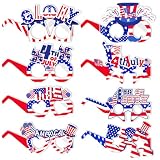 OHugs 4th of July Glasses 8 Pack, Patriotic Party Favors for Kids & Adults, American Flag Novelty Glasses, USA Independence Day Photo Booth Props, Fourth of July Party Supplies