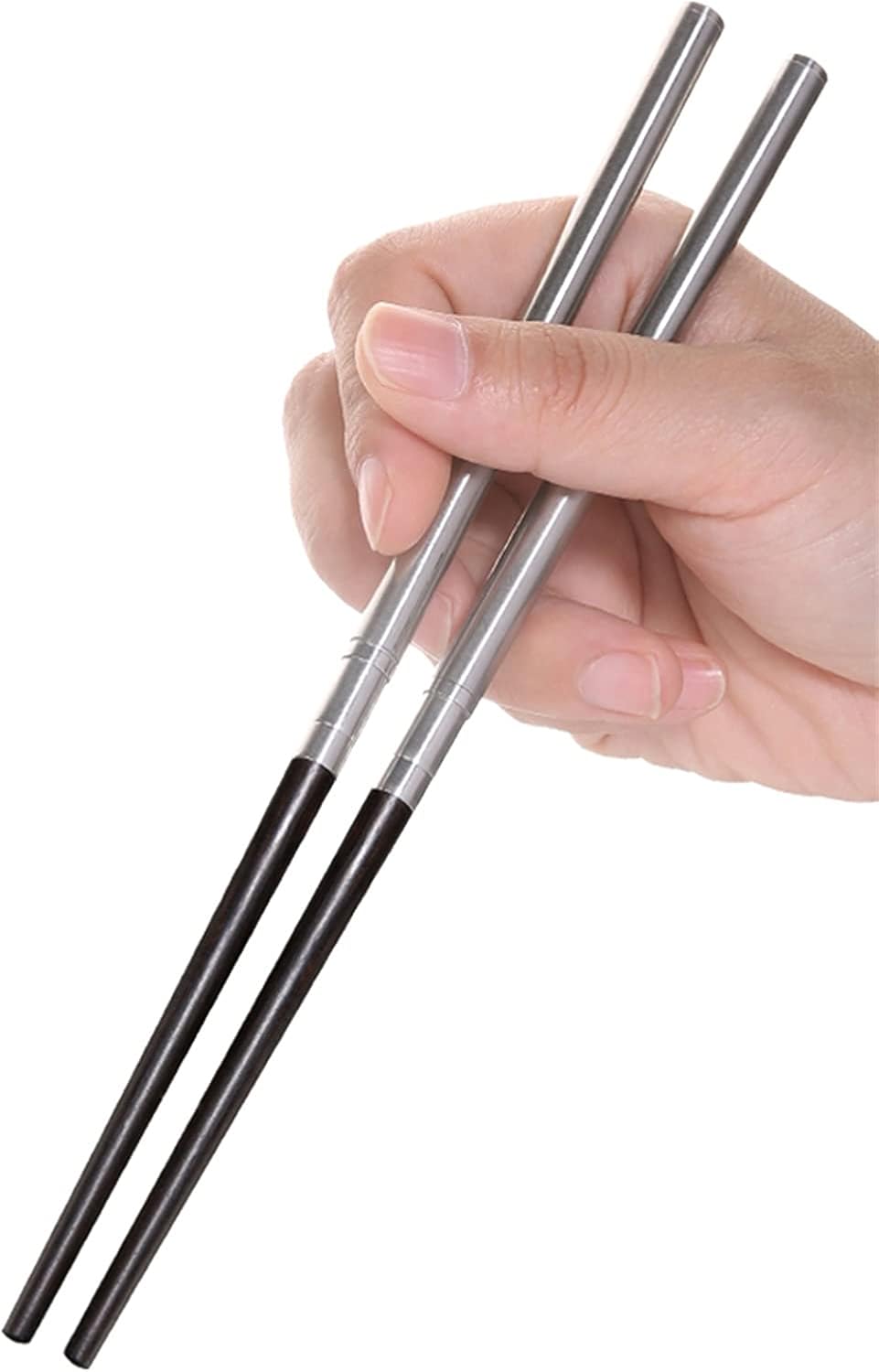エボニーステンレス鋼の箸 キャリーボックスと携帯用折りたたみ旅行箸 キャンプのため
