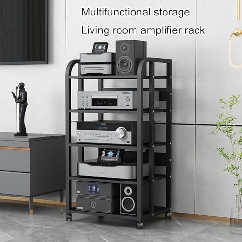 Étagère multimédia d'angle à 5 niveaux réglable en bois pour salon et studio