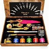 Calligraphy Pen Set Feather Pen & Ink Kit with Glass Pen and Wax Seal Stamp | For Beginners & Writing Enthusiasts | Valentine's Day Easter Anniversary Birthday Gift
