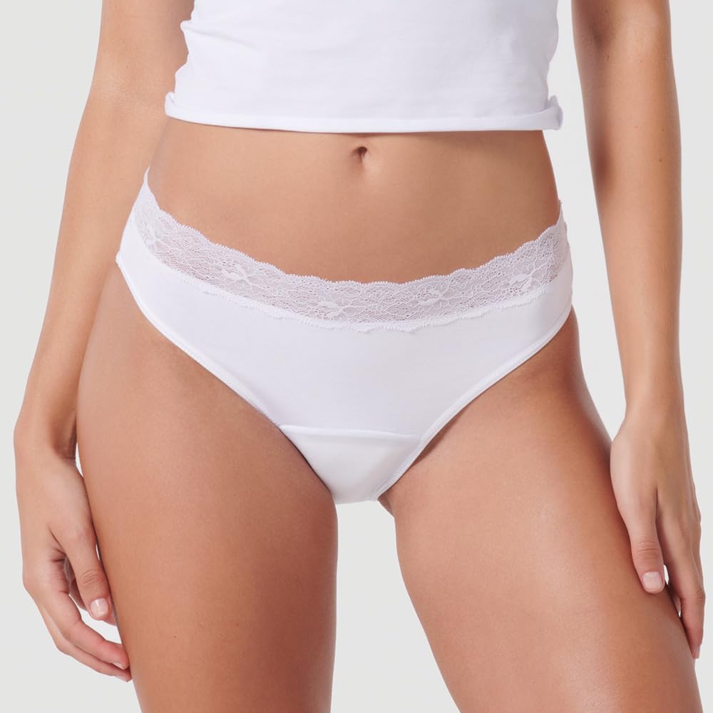 Siegmund 3X Damen Slip mit Spitze am Bund – Bequemer Schutz bei Blasenschwäche, Atmungsaktiv & Wiederverwendbar, Größe XS - XXL
