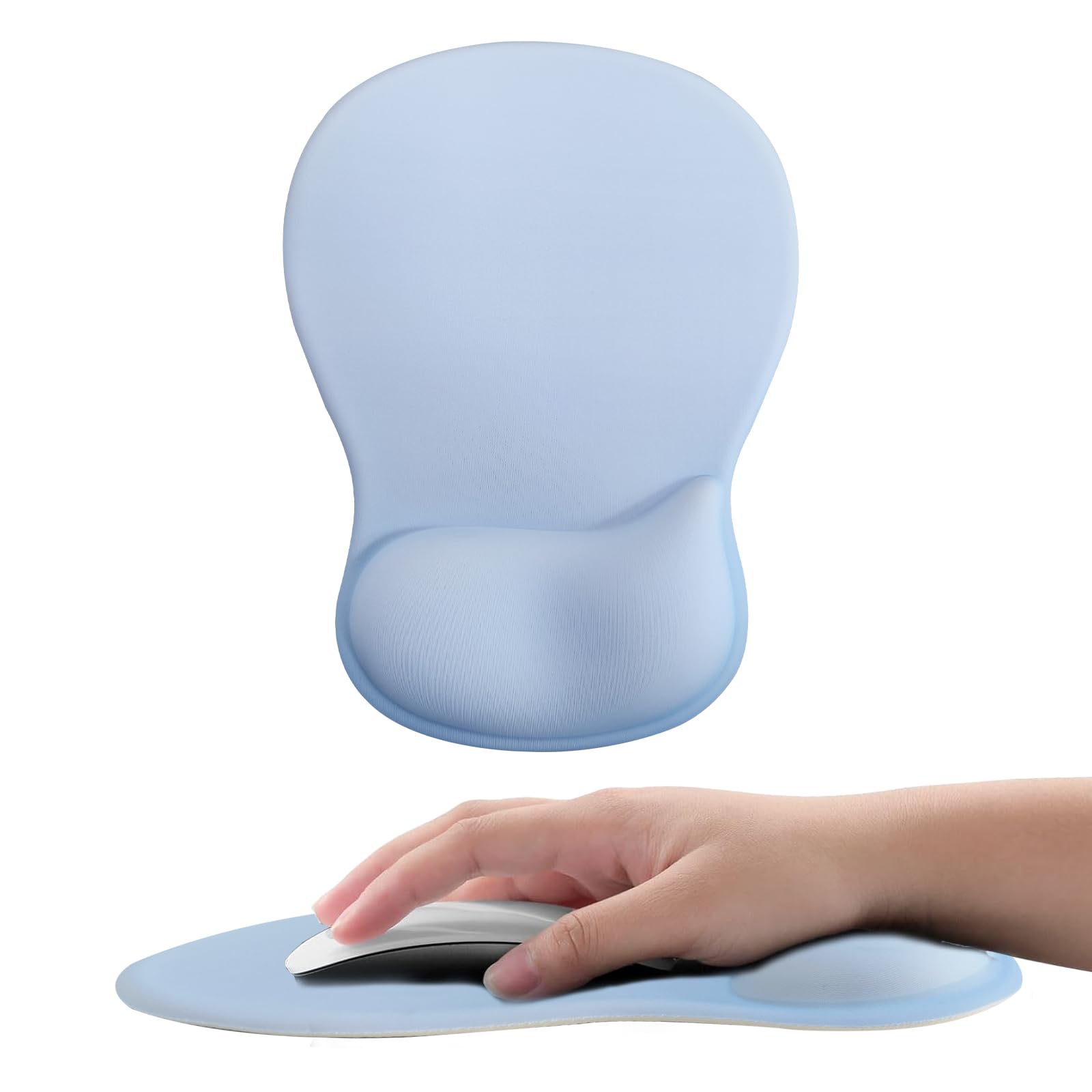 Uwiyo Gel Mouse Mat with Wrist Support, Ergonomic Mouse Pad with Gel Foam Wrist Rest Support Washable Mousepad with Non-Slip PU Base for Office Home for PC Laptop Computer Mice (Blue) โ image 1