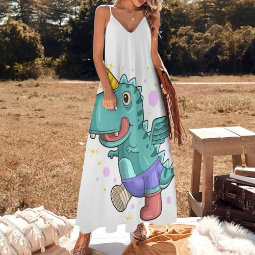 Robe Longue Femme d'Été Fluide sans Manches Motif Amusant - 2