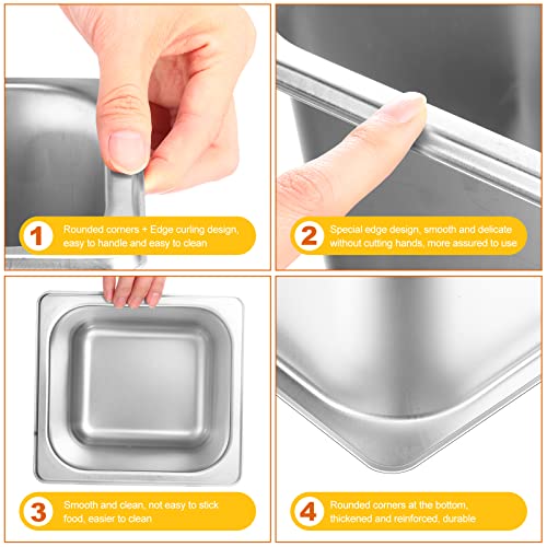 Image of Thenshop 10 Pack 1 /6 Size 6 Inch Deep Hotel Pans Stainless Steel Steam Table Food Pan Commercial Metal Food Catering Tray Anti Jam for Hotel Restaurant Buffet Party Supplies (Standard)