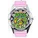 Taport® Turtles quarzo Orologio rotondo rosa Cinturino in pelle