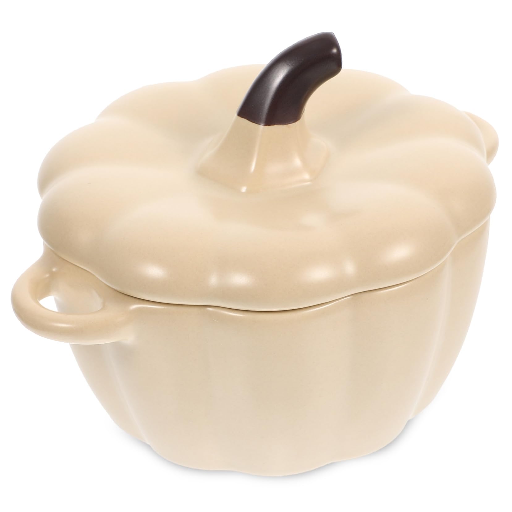 Bol de Cerámica con Tapa y Asas para Sopa y Postres Resistente al Calor Diseño Calabaza para Cocina Cuenco y Ligero para Yogur Ensalada y Guisos