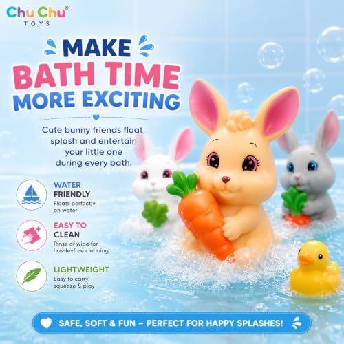 Image of Prime Brands Chu Chu Toys Silicone Baby Bath Toys for Kids | Soft Squeeze Animal Bath Toys | BPA Free, Safe & Non-Toxic | Water Play, Sensory Toy for Babies, Toddlers & Kids (6 Pcs)