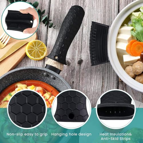 Image of 3pcs Silicone Cast Iron Handle Covers, Heat Resistant & Non-Slip Pot Holder Sleeves, Removable Potholders for Cast Iron Skillets, Tawas & Metal Frying Pans, Reusable Kitchen Cookware Accessories