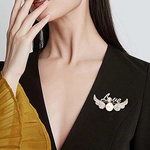 Image of Love Wing Brooch Pin Corsage, Sweater Dress Shawl Elegant Jewelry Accessory Decor for Wedding Birthday Party Christmas Gift