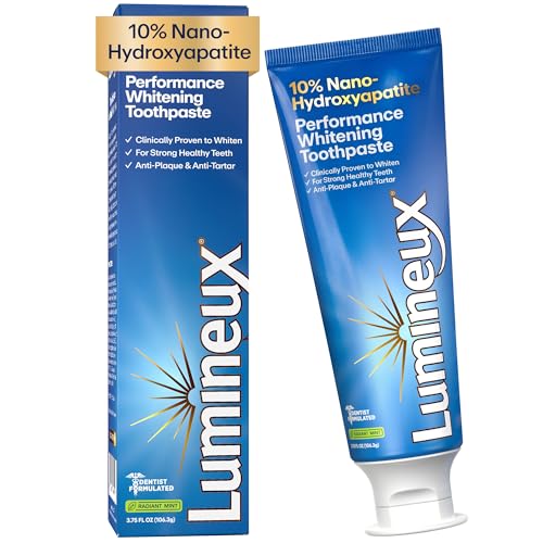 Lumineux 10% Nano Hydroxyapatite Performance Whitening Toothpaste - Fluoride Free & Gentle Whitening - Clinically Supported & NASA-Developed nHA for Strong Enamel & Bright, Smooth Teeth (3.75 oz)
