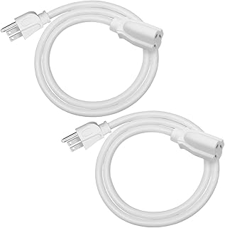 DEWENWILS 3 Foot Extension Cord, 16 AWG SJTW Weatherproof Power Cable for Indoor Outdoor Use, 3 Prong Grounded Outlets Plugs, NEMA 5-15P to NEMA 5-15R, White, UL Listed, 2 Pack