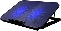 Suporte Para Notebook Com Cooler Duplo Silencioso 8 Níveis de Ajuste Ergonômico, Saída USB Adicional e Iluminação Interna Base Para Notebook Até 17 Polegadas Ventilador Resfriar Portátil Fino Premium