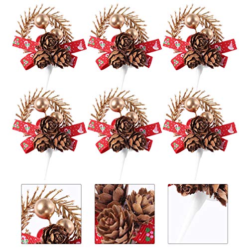 UPKOCH 12 Pcs Simulação Natal Glitter Toppers de Papel para Bolo de Ouro Embalagens de de Cone Decor