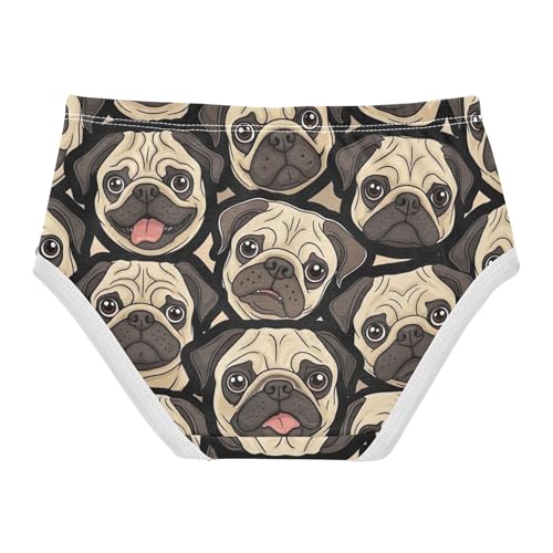 Illustrated Cartoon Pug Dogs Girl Panties Cute Girls Underwear Toddlers Cotton Fancy Briefs Undies Kids 2t2
