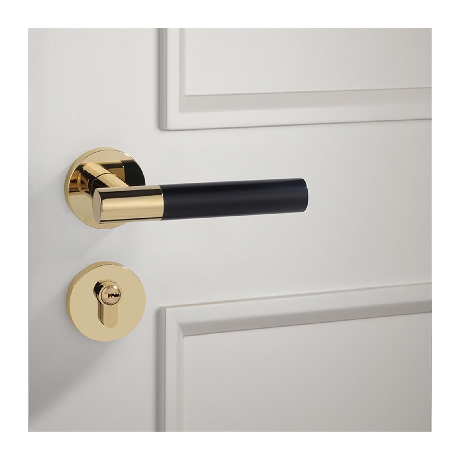 nxjaSDH Lock and Handle Sets, Door Interior Lock Bedroom Handle Bathroom Bronze Wooden Home Silent Split(Gold Black)