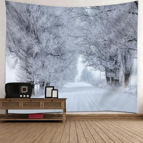 Tapisserie paysage de neige 240x260cm grand format pour décoration murale de chambre